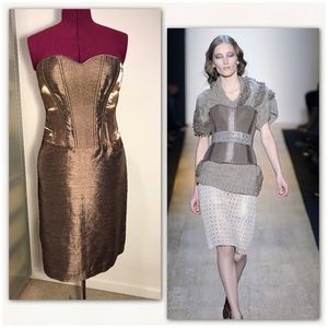 Max Azria (BCBG) champagne strapless dress. NWT